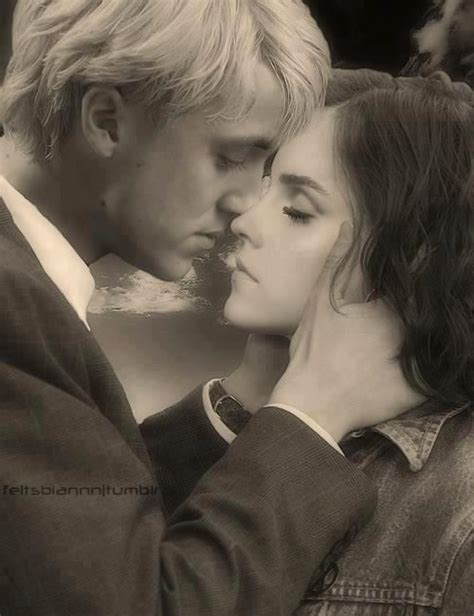 draco and hermione|draco and hermione kissing.